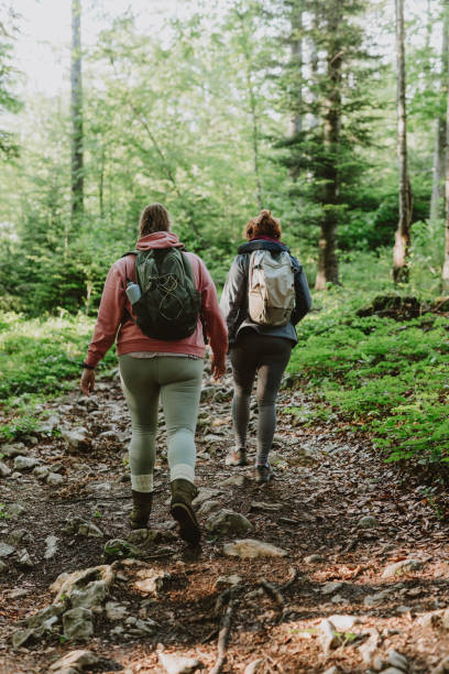 istock Two Anonymous Females Hiking In The Forest 1367402630