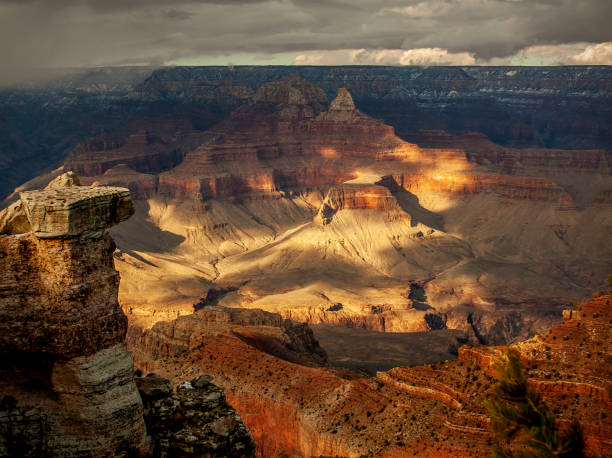 Grand Canyon Under Magnificent Light! Looking Down the Throat of the Grand Canyon! grand canyon of yellowstone river stock pictures, royalty-free photos & images