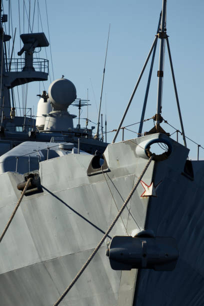 istock Close up of army ship - battleship - vertical 1367404971
