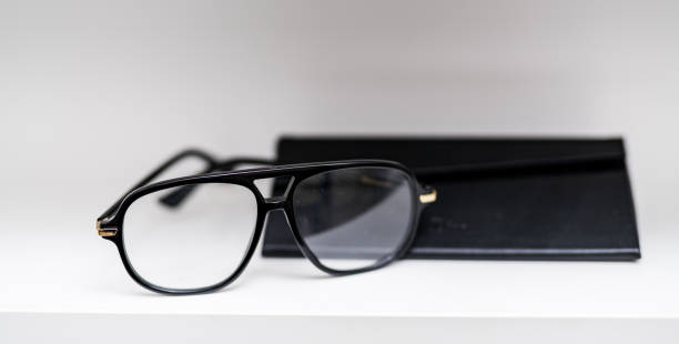 istock Optical modern accessory with lenses. Eyeglasses standing on white background. Stock photo 1367406131
