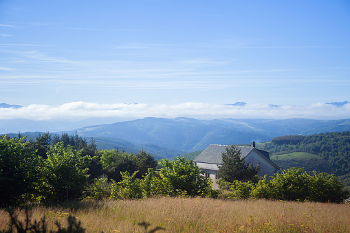 Small farms along the pilgrimage route. 
Summer trip along the Way of St. James (Camino de Santiago).