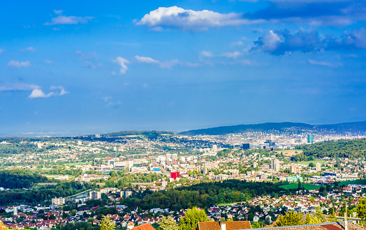 View from Bergdietikon to Dietikon next to Zurich. High quality photo