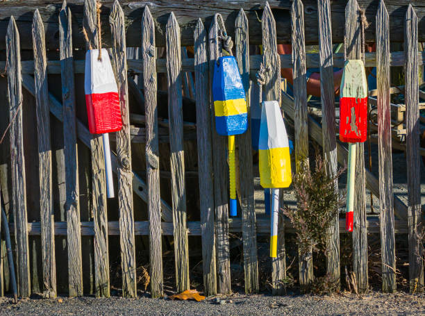 istock Old Lobster Buoys 1367413853