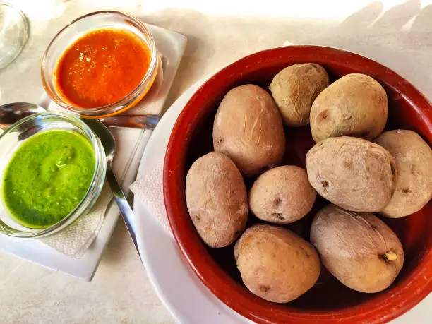 Photo of Papas arrugadas with mojos, Lanzarote island, Canary islands, Spain