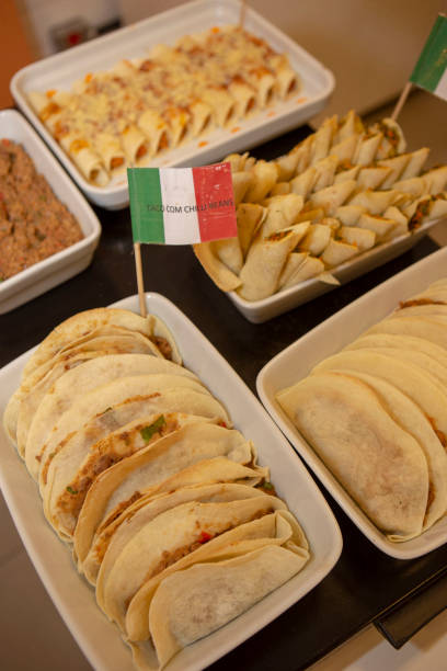 Buffet of dishes of Mexican food in restaurant self service Buffet of dishes of Mexican food, in restaurant self service mex mexican restaurant tex stock pictures, royalty-free photos & images