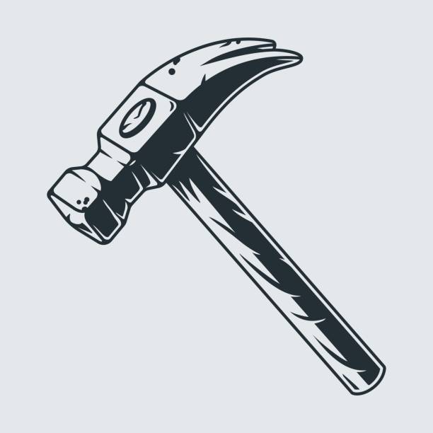 силуэт молотка для столярной деревообрабатывающей мастерской - claw hammer stock illustrations