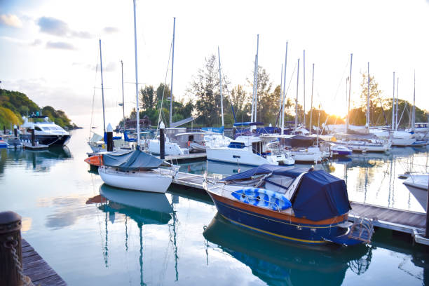istock View of home base yachts with beautiful nature view. 1367424597