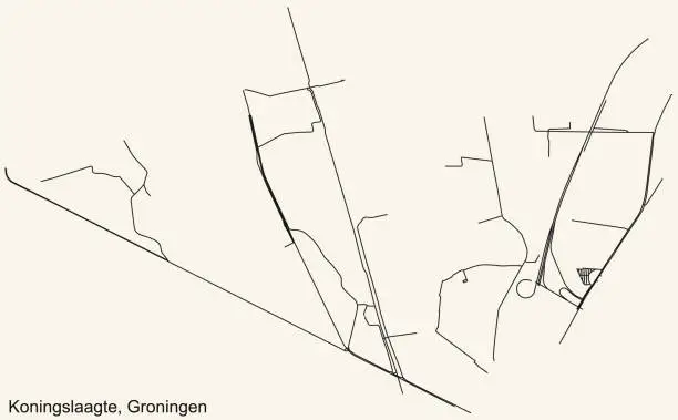 Vector illustration of Street roads map of the KONINGSLAAGTE NEIGHBORHOOD, GRONINGEN