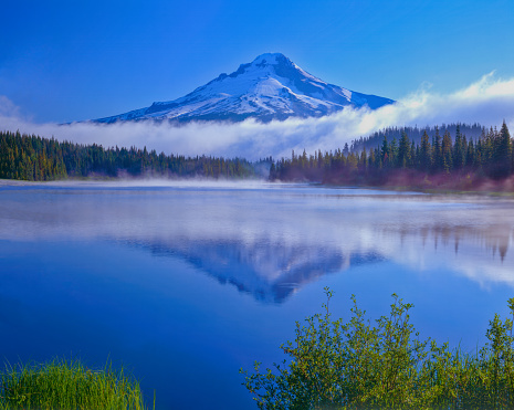 Clearing storm with reflection of MT. Hood at Trillium Lake