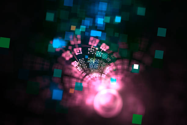추상적인 반짝이는 조명 배경 - fractal nebula infinity backgrounds stock illustrations