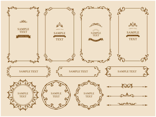 ilustraciones, imágenes clip art, dibujos animados e iconos de stock de marco clásico antiguo - libro de imágenes