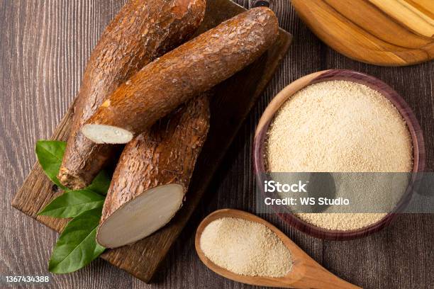 Cassava Flour In The Bowl Stock Photo - Download Image Now - Cassava, Flour, Brazilian Culture