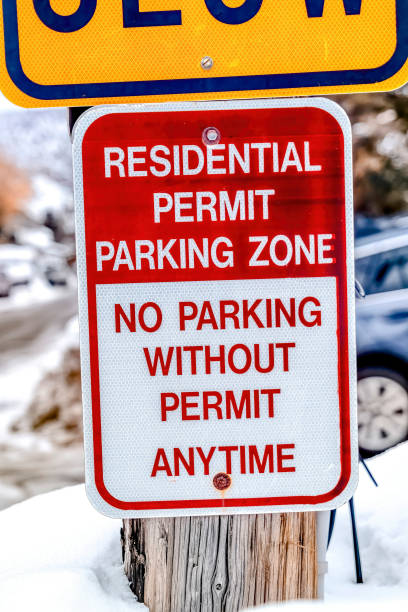 istock Residential Permit Parking Zone No Parking Without Permit Anytime road sign 1367434962