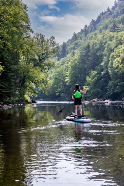istock Woman Paddleboarding on the River in Summer 1367439392