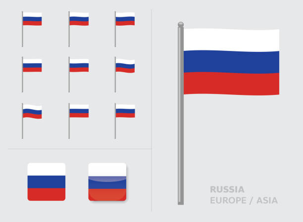 ilustrações de stock, clip art, desenhos animados e ícones de russia flag country waving animation app icon vector - bandeira da antiga ussr