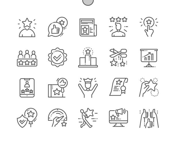 Reputation. Famous people. Positive review. Brand reputation. Rating. Pixel Perfect Vector Thin Line Icons. Simple Minimal Pictogram Reputation. Famous people. Positive review. Brand reputation. Rating. Pixel Perfect Vector Thin Line Icons. Simple Minimal Pictogram adulation stock illustrations