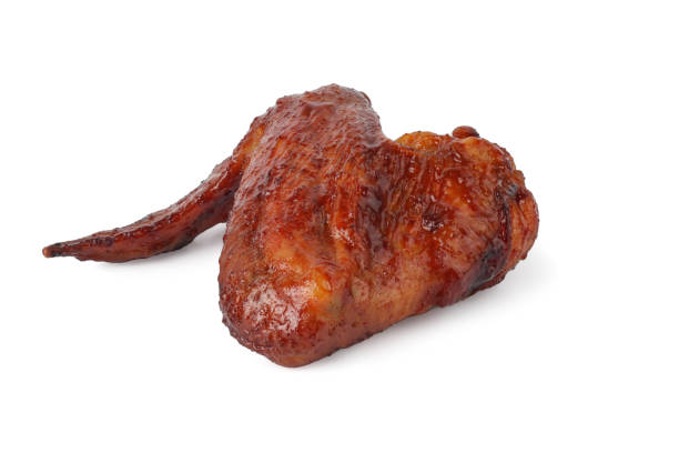 istock Roast chicken wing isolated on white background with clipping path. 1367445215