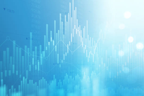 istock Abstract financial chart with blurred graph in stock market on blue colour background 1367449098