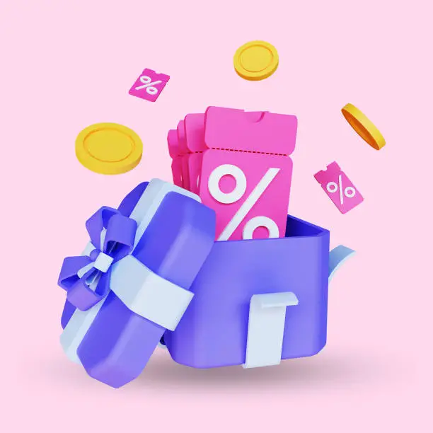 3d render of Earn Point concept, Loyalty program and get rewards. Isolated on pink background