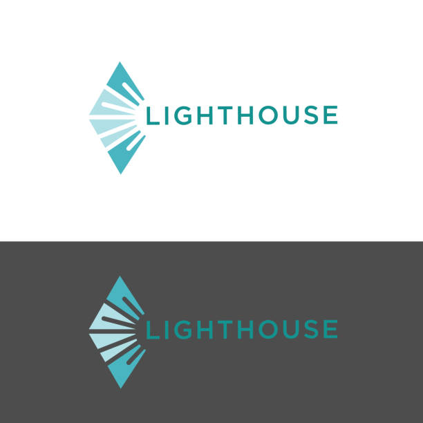 abstrakcyjna wiązka światła projektu logo latarni morskiej - sea sign direction beacon stock illustrations