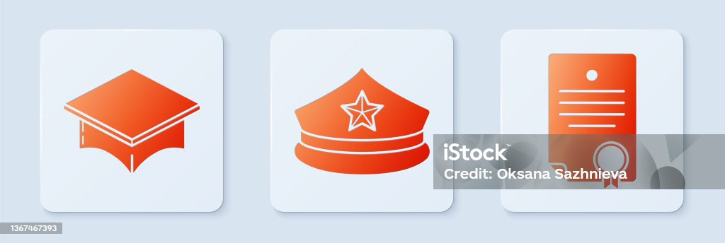Police Graduation Cap Set Police Cap With Cockade Graduation Cap And Certificate Template ...