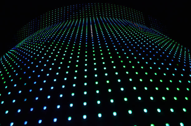 istock Abstract background. Green, blue light dots on black background, high technology, big data, ai 1367469466