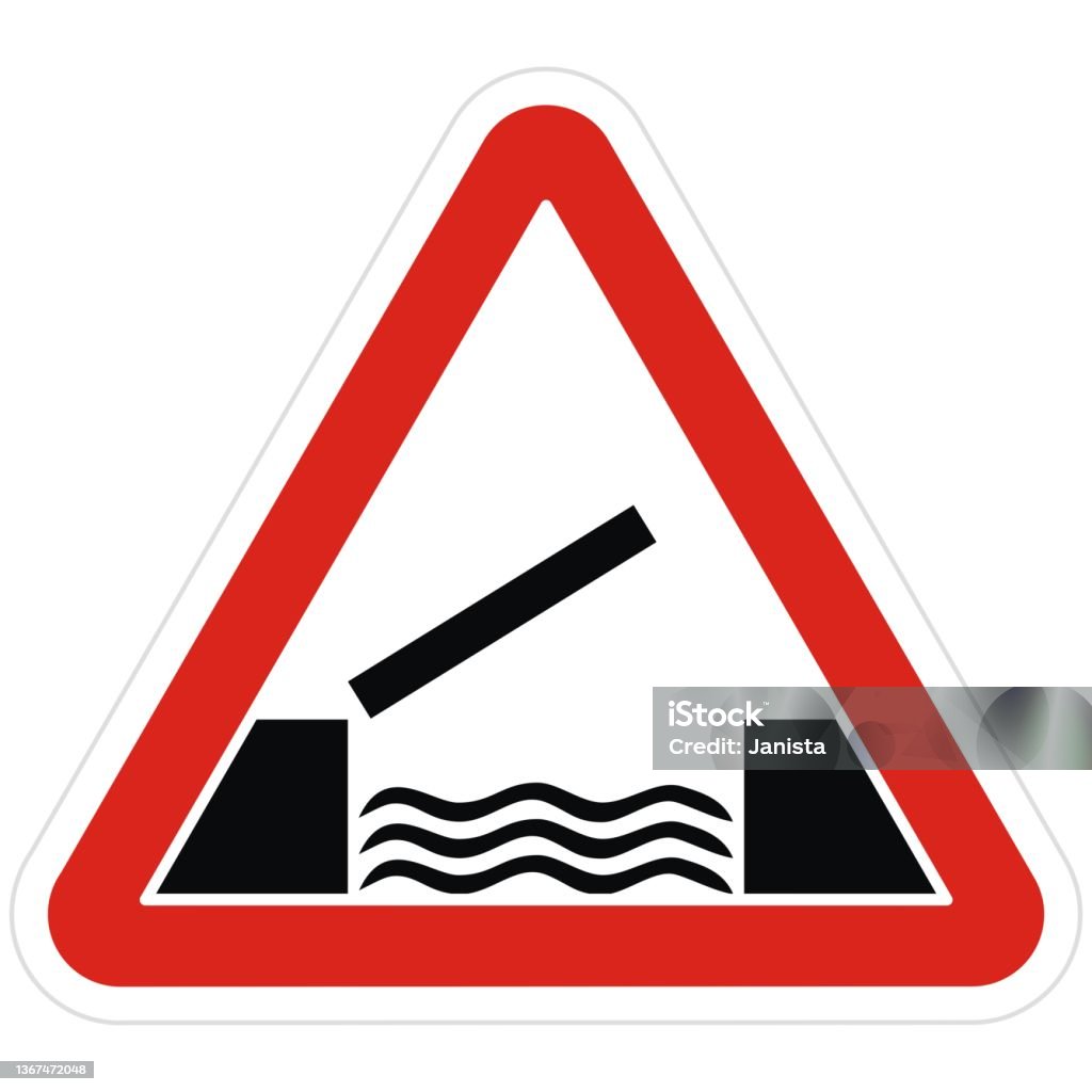 Red Drawbridge Drawbridge Traffic Sign Eps Stock Illustration - Download Image Now ...