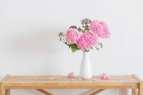 Pink hydrangea petals forming a vibrant bloom, creating a beautiful natural background