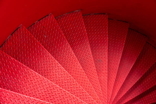 istock Outdoor metal red spiral staircase 1367477636