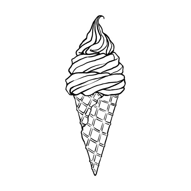 ilustrações de stock, clip art, desenhos animados e ícones de soft ice cream drawing - cone