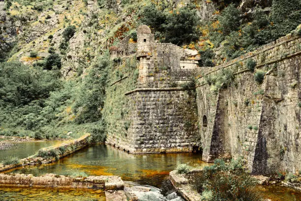 Photo of Ancient broken castle wall of the Old City of Kotor in Montenegro