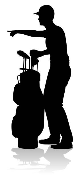illustrations, cliparts, dessins animés et icônes de silhouette de personne de sports de golf de golfeur - silhouette one finger sports equipment recreational pursuit