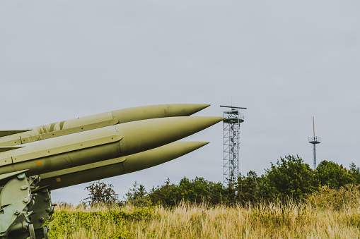 Anti air missile defense system set up and ready to launch in case of an attack.