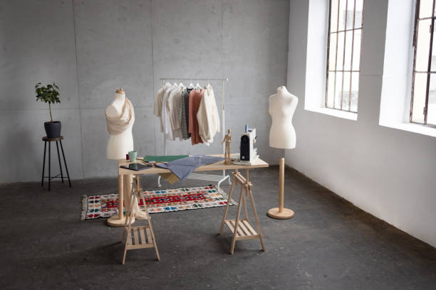 istock Wide angle view of an empty fashion studio 1367495302
