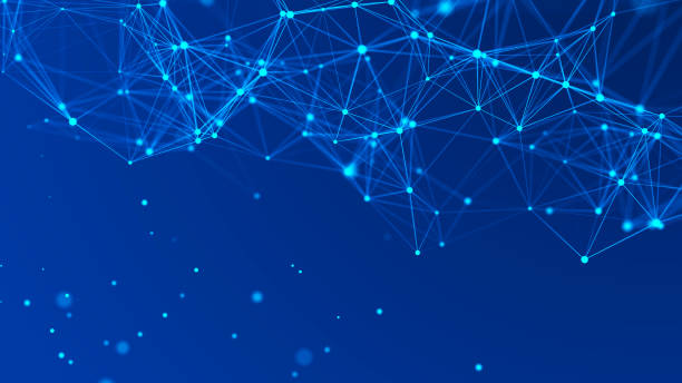 istock Distribution of lines and points in space. Digital background of data network connection. 3D rendering. 1367496517