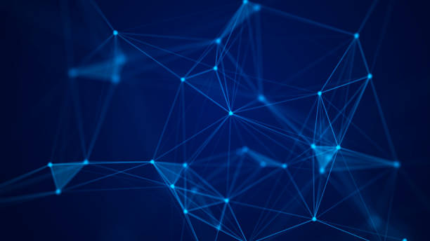 istock Distribution of lines and points in space. Digital background of data network connection. 3D rendering. 1367496541