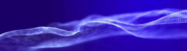 istock Abstract wave of dots in blue and purple tones. Equalizer for music. 3D rendering. 1367497102