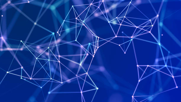 istock Distribution of lines and points in space. Digital background of data network connection. 3D rendering. 1367497105