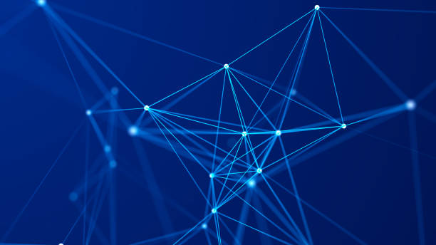 istock Distribution of lines and points in space. Digital background of data network connection. 3D rendering. 1367497131