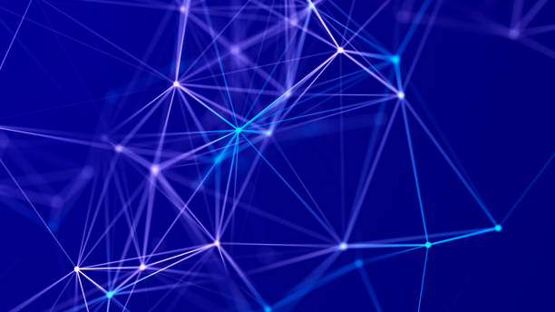 istock Distribution of lines and points in space. Digital background of data network connection. 3D rendering. 1367497136
