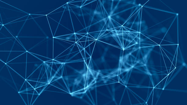 istock Distribution of lines and points in space. Digital background of data network connection. 3D rendering. 1367497139