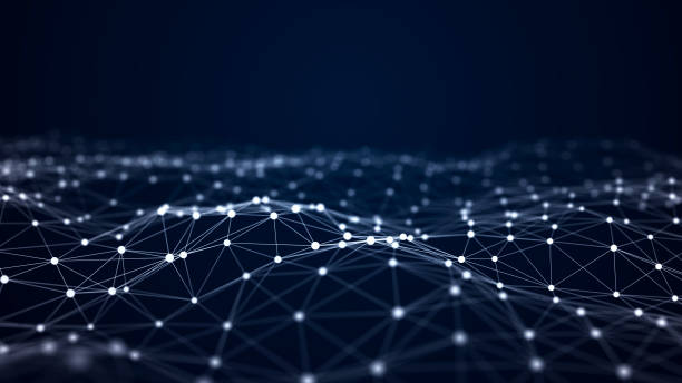 istock Abstract blue futuristic background. Technological wave of information data flow. 3D rendering. 1367497197