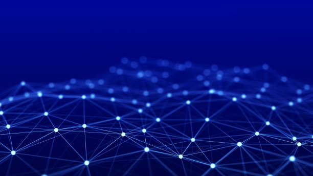 istock Abstract blue futuristic background. Technological wave of information data flow. 3D rendering. 1367497220