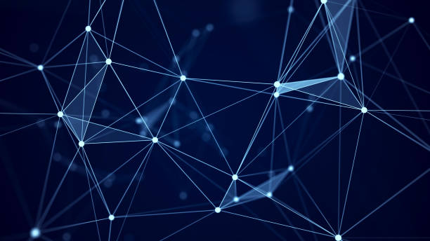 istock Distribution of lines and points in space. Digital background of data network connection. 3D rendering. 1367497257