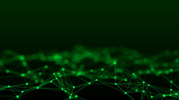 istock Abstract green futuristic background. Technological wave of information data flow. 3D rendering. 1367497393