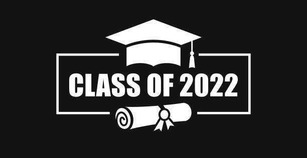 Class of 2022 graduation banner Class of 2022 graduation vector banner on black background graduation stock illustrations
