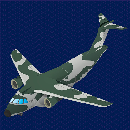 a isometric military cargo aeroplane