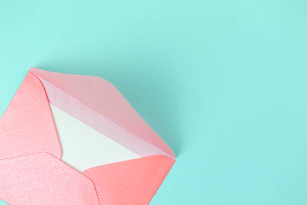 istock Valentine day greeting concept with envelope on blue background top view. Flat lay photo 1367502821