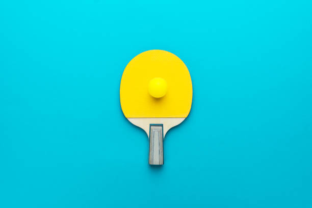 istock flat lay image of table tennis paddle with a ball central composition 1367506880