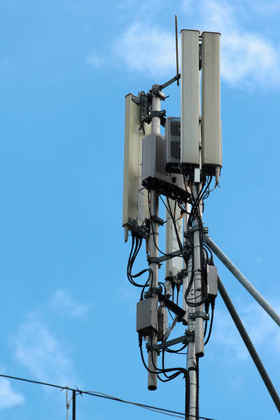 istock 3G, 4G and 5G cellular antennas. Base Transceiver Station. Telecommunication tower. Wireless Communication Antenna Transmitters. 1367508973
